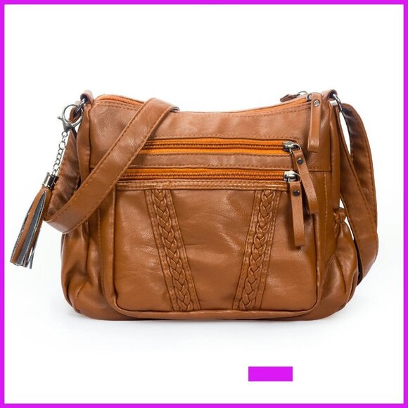 Handbags - Soft PU Leather Crossbody Bag with Tassel Elegant Chic Versatile Daily Use